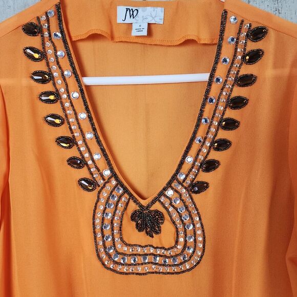 JW Beaded Tunic Top Orange Size Small - Picture 11 of 11